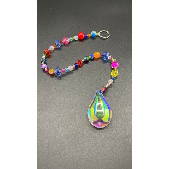 Beaded Suncatcher -  Multicolored - Clear Crystal Prism - Hanging Decor - Picture 3 of 14